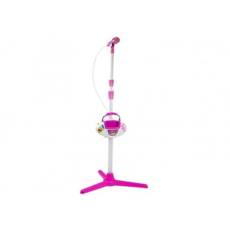 Beauty Hub Microphone with Stand Light Sound LEDs MP3 Karaoke Pink