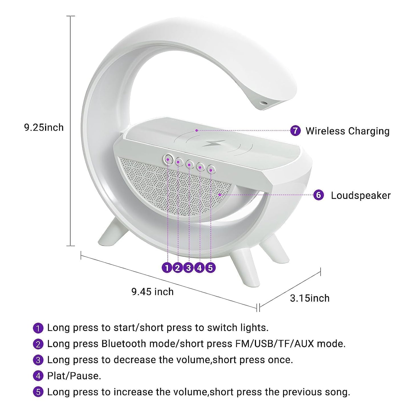 VR Wireless Charger Atmosphere Lamp – Multifunctional LED Table Lamp with Bluetooth Speaker, Alarm Clock, and Music Sync