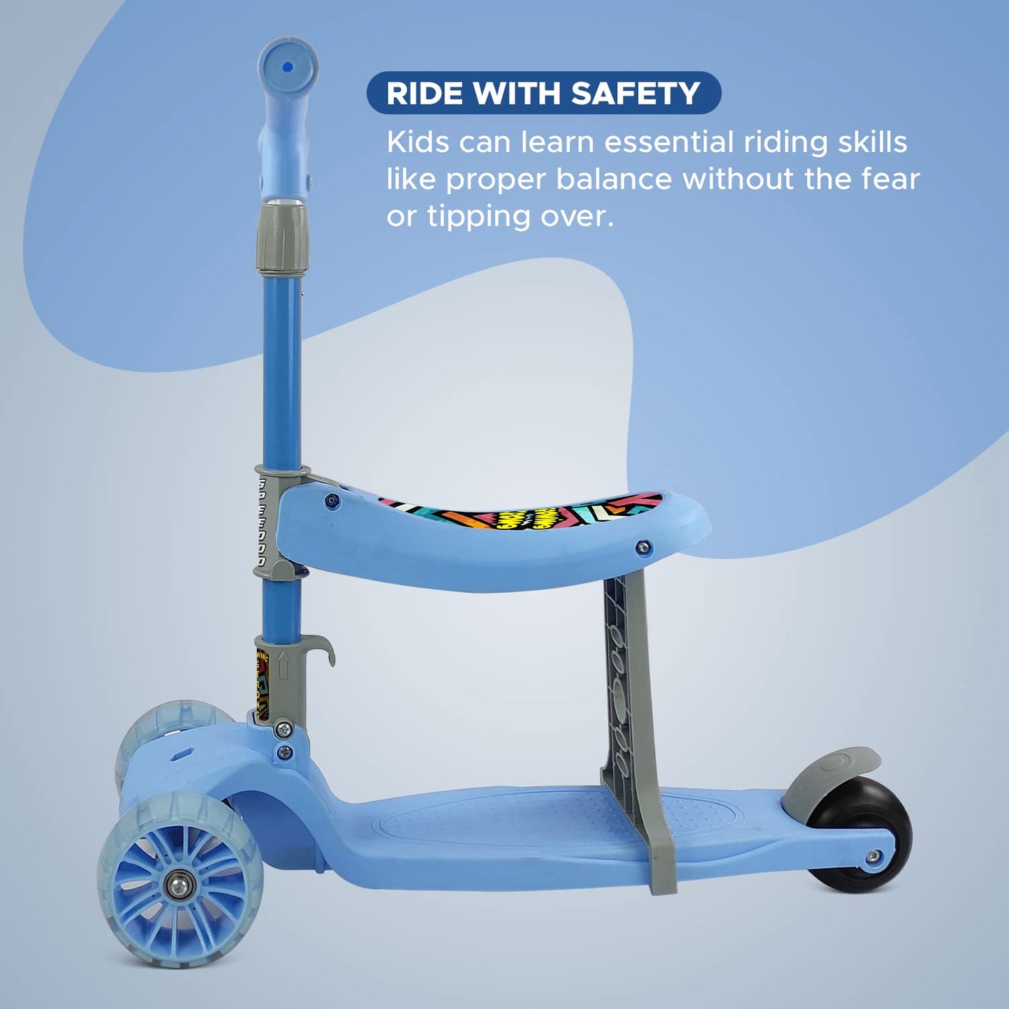 NHR Kids 2-in-1 Scooter – Light-Up Wheels, Adjustable Seat, and Foldable Fun for Little Riders!