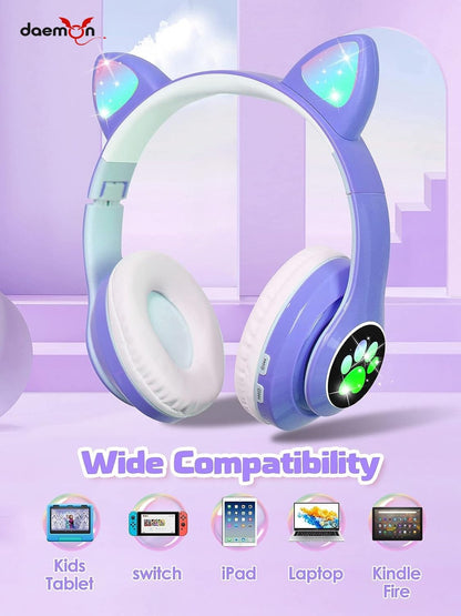 Daemon Bluetooth Cat Ear Headphones for Kids – Fun, Stylish, and Safe