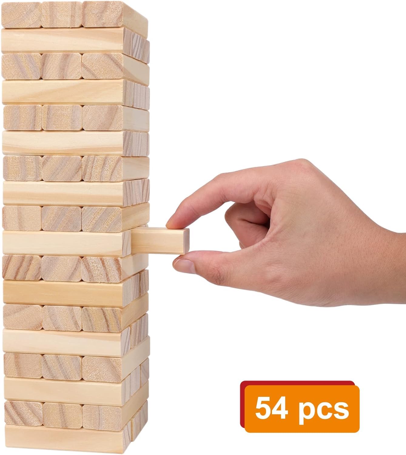 Toyshine Giant 4-Foot Wooden Tower with 54 Blocks – Tumbling Tower Party Game