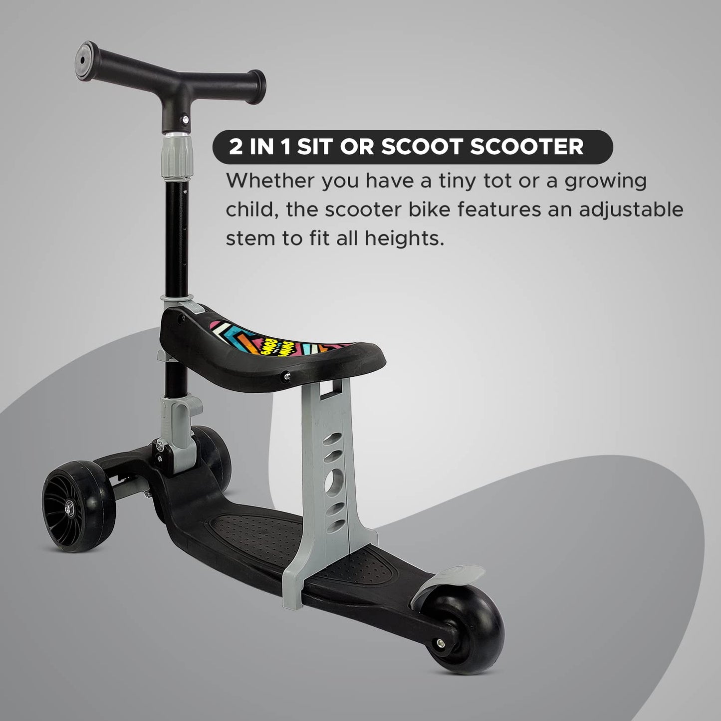 NHR Kids 2-in-1 Scooter – LED Light-Up, Foldable, and Adjustable for Endless Fun!