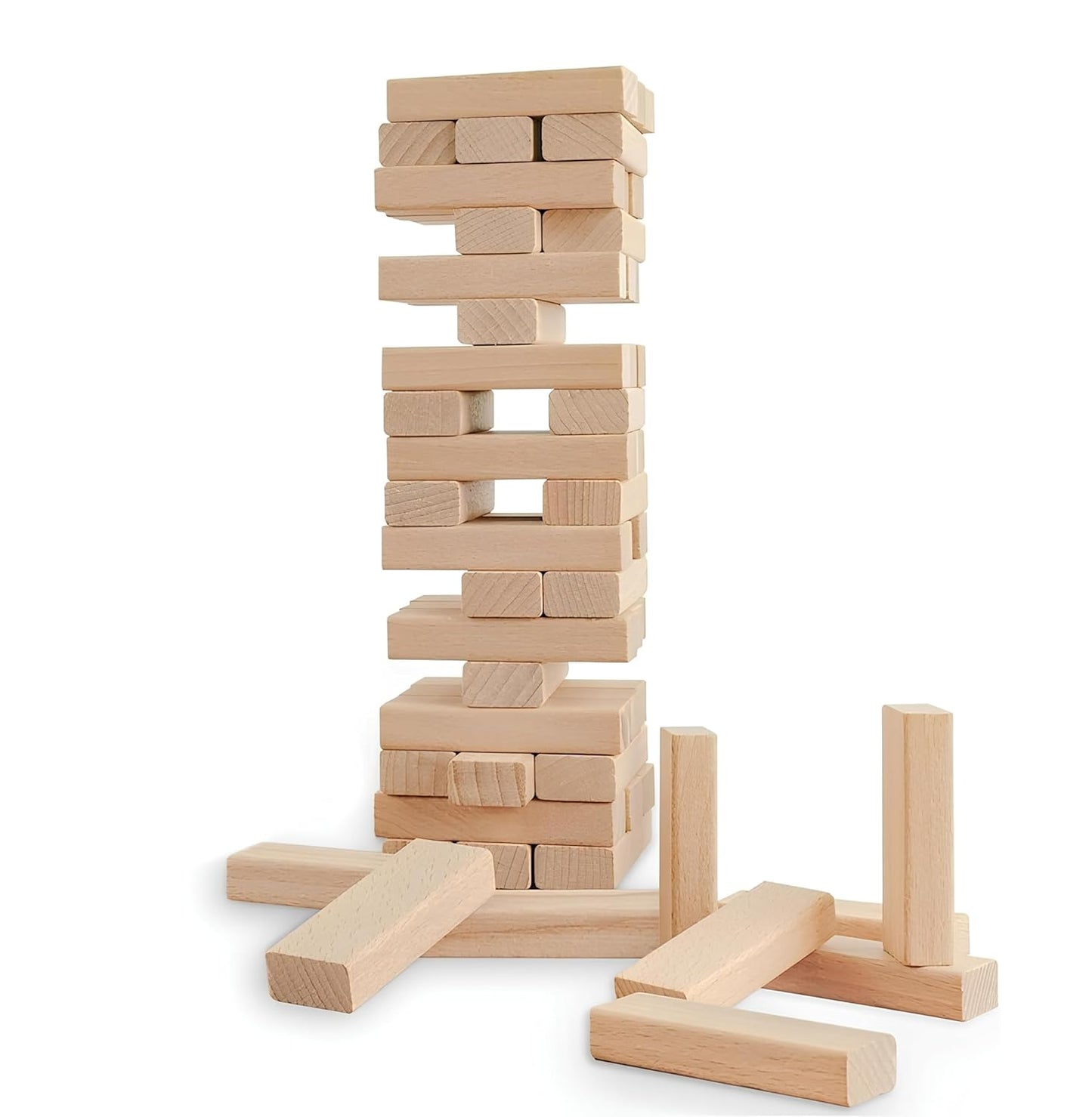 Toyshine Giant 4-Foot Wooden Tower with 54 Blocks – Tumbling Tower Party Game