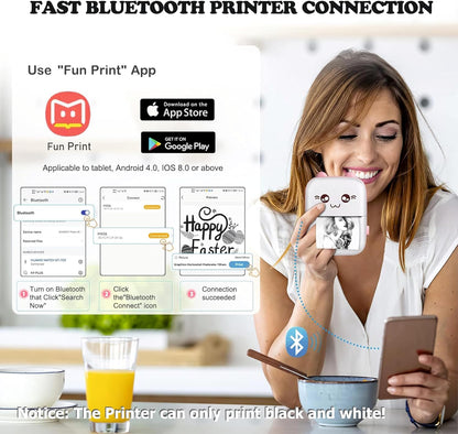 DIVINE Mini Thermal Printer – Portable Bluetooth Pocket Printer for Photos, Lists, Labels & More