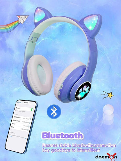 Daemon Bluetooth Cat Ear Headphones for Kids – Fun, Stylish, and Safe