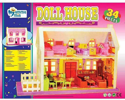 Bluebell 34-Piece Doll House Play Set for Girls – Complete with Furniture and Realistic Details