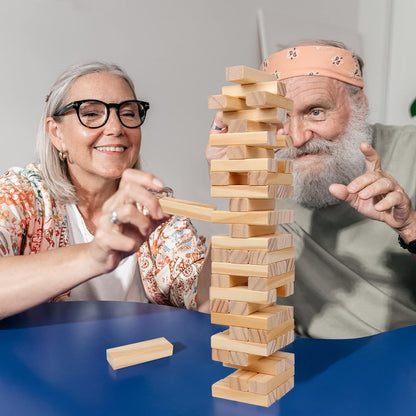 Toyshine Giant 4-Foot Wooden Tower with 54 Blocks – Tumbling Tower Party Game