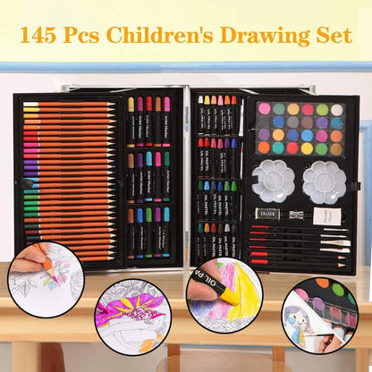 Deluxe Art Set Box & Drawing Kit (145 Pieces) Complete Art Kit with Crayons, Oil Pastels, Colored Pencils & More