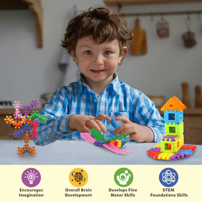 Little Berry 3-in-1 Plastic Building Blocks Set for Kids | Educational & Creative Construction Toy with 125+ Pcs | Safe, Travel-Friendly STEM Puzzle Game for Boys & Girls (Ages 2+)