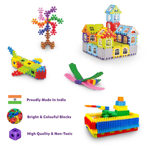 Little Berry 3-in-1 Plastic Building Blocks Set for Kids | Educational & Creative Construction Toy with 125+ Pcs | Safe, Travel-Friendly STEM Puzzle Game for Boys & Girls (Ages 2+)