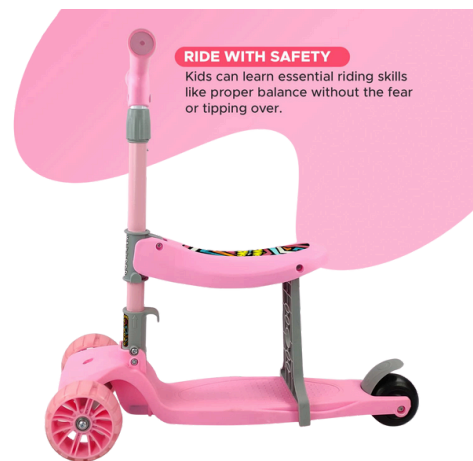 NHR Kids 2-in-1 Scooter – Light-Up Wheels, Adjustable Seat, and Foldable Fun for Little Riders!