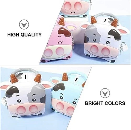 Cute Cow Money Safe Piggy Bank with Lock and Key