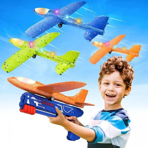 Flying Launcher Gun With Foam Plane