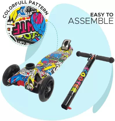 TechPlus Kids 3-Wheel Scooter – Adjustable, Foldable, and Light-Up Fun!