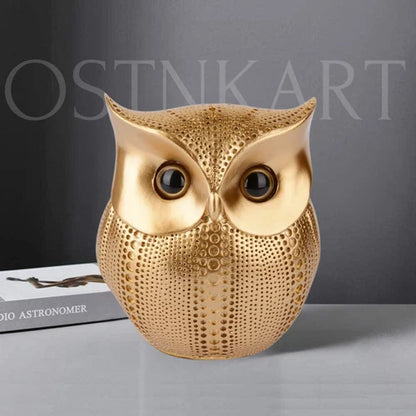 Modern Showpiece Golden Owl Statue