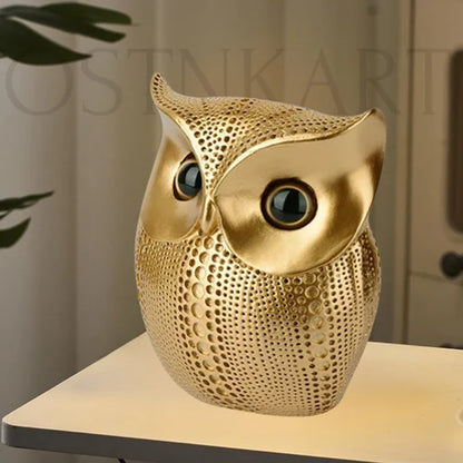 Modern Showpiece Golden Owl Statue