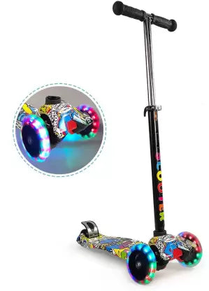 TechPlus Kids 3-Wheel Scooter – Adjustable, Foldable, and Light-Up Fun!